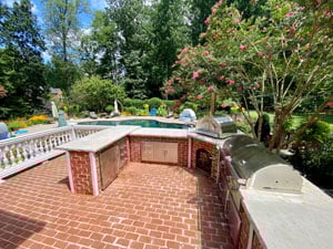Brick U Shape Outdoor Kitchen by Pool 4