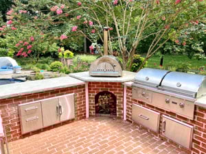 Brick U Shape Outdoor Kitchen by Pool 2