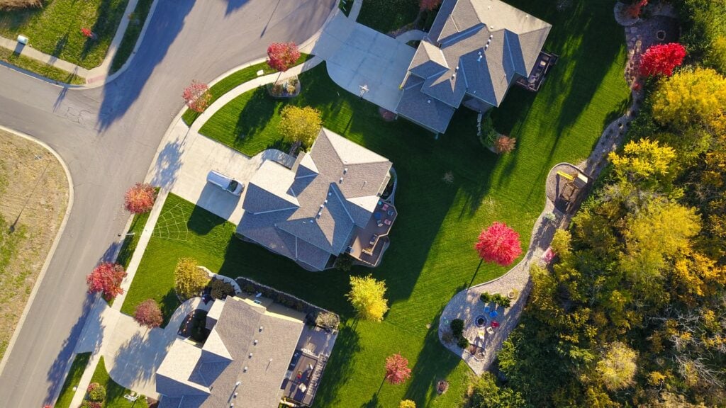 Aerial view of a house