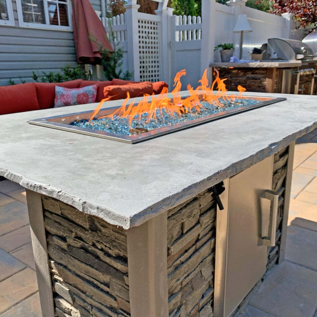 Fire Pit Table Sit, Eat, Be Warm RTA Outdoor Living