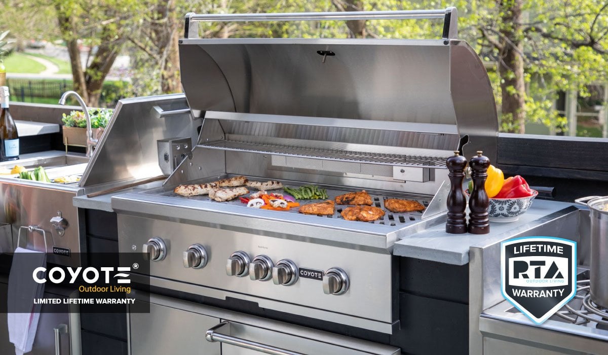 coyote grill inside outdoor kitchen
