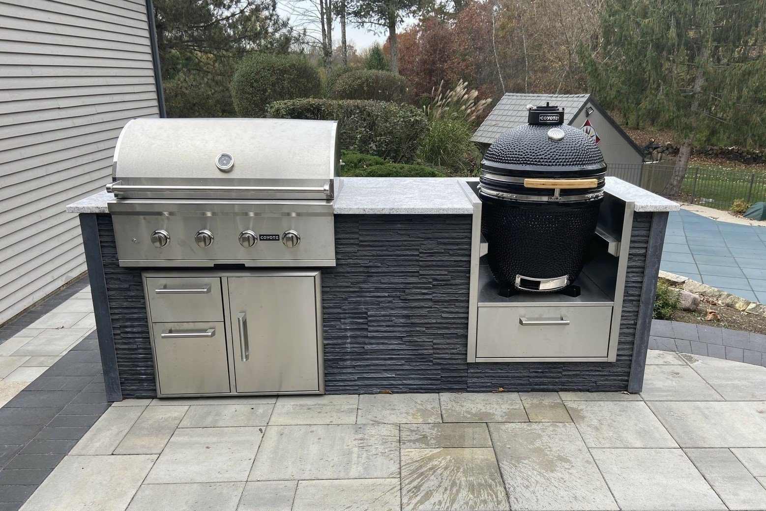 drop in green egg outdoor kitchen