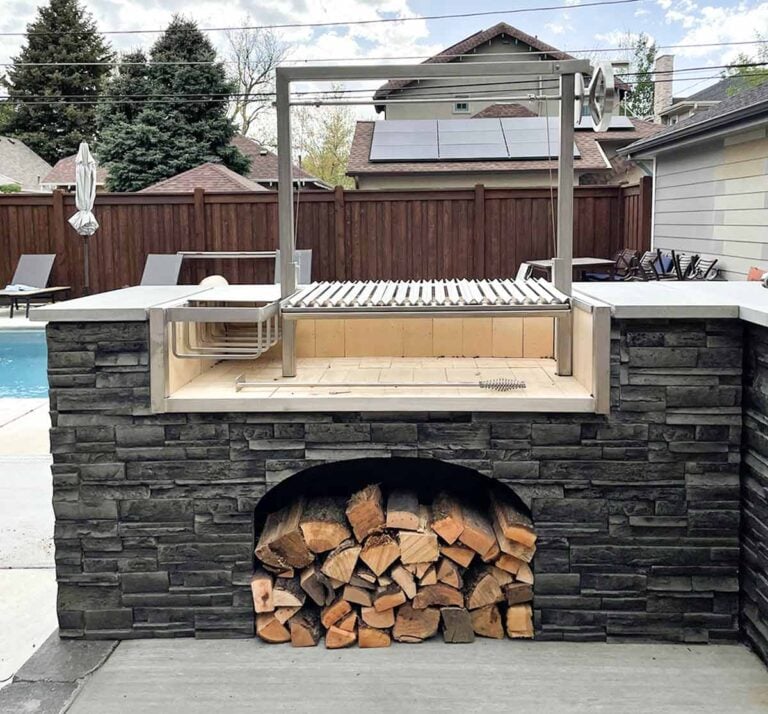 Argentinian grill in outdoor kitchen 2