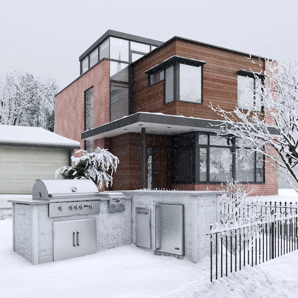 outdoor kitchen in snowy climate
