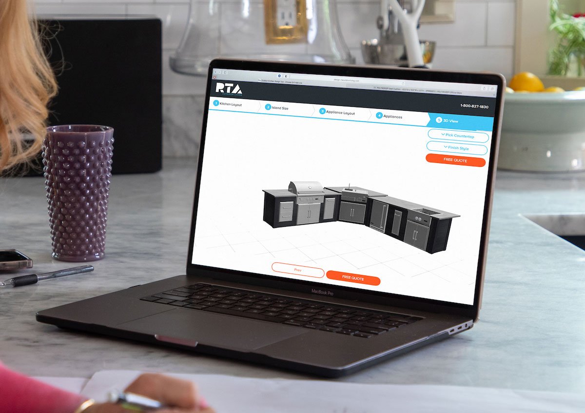 outdoor kitchen design tool on laptop