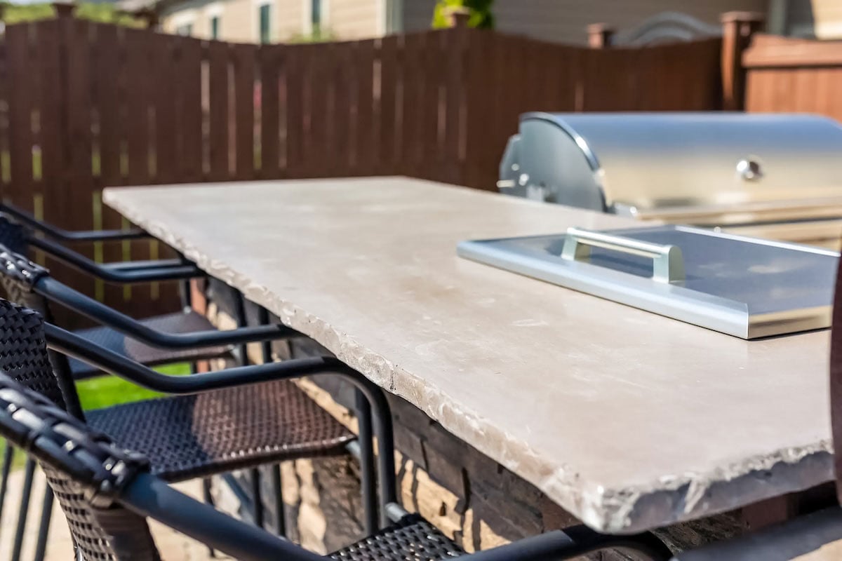 concrete countertop material on outdoor kitchen
