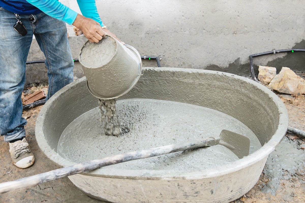 mixing mortar base for stucco outdoor kitchen