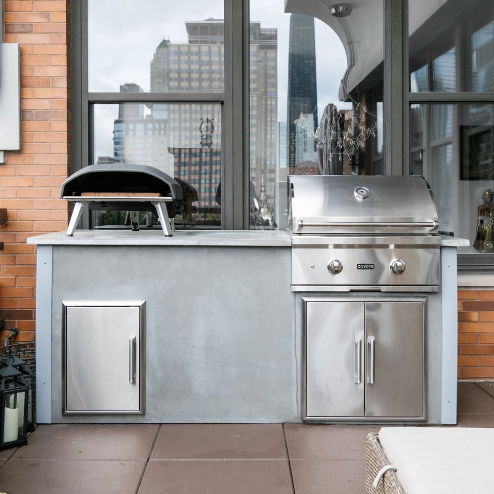 modern concrete outdoor kitchen