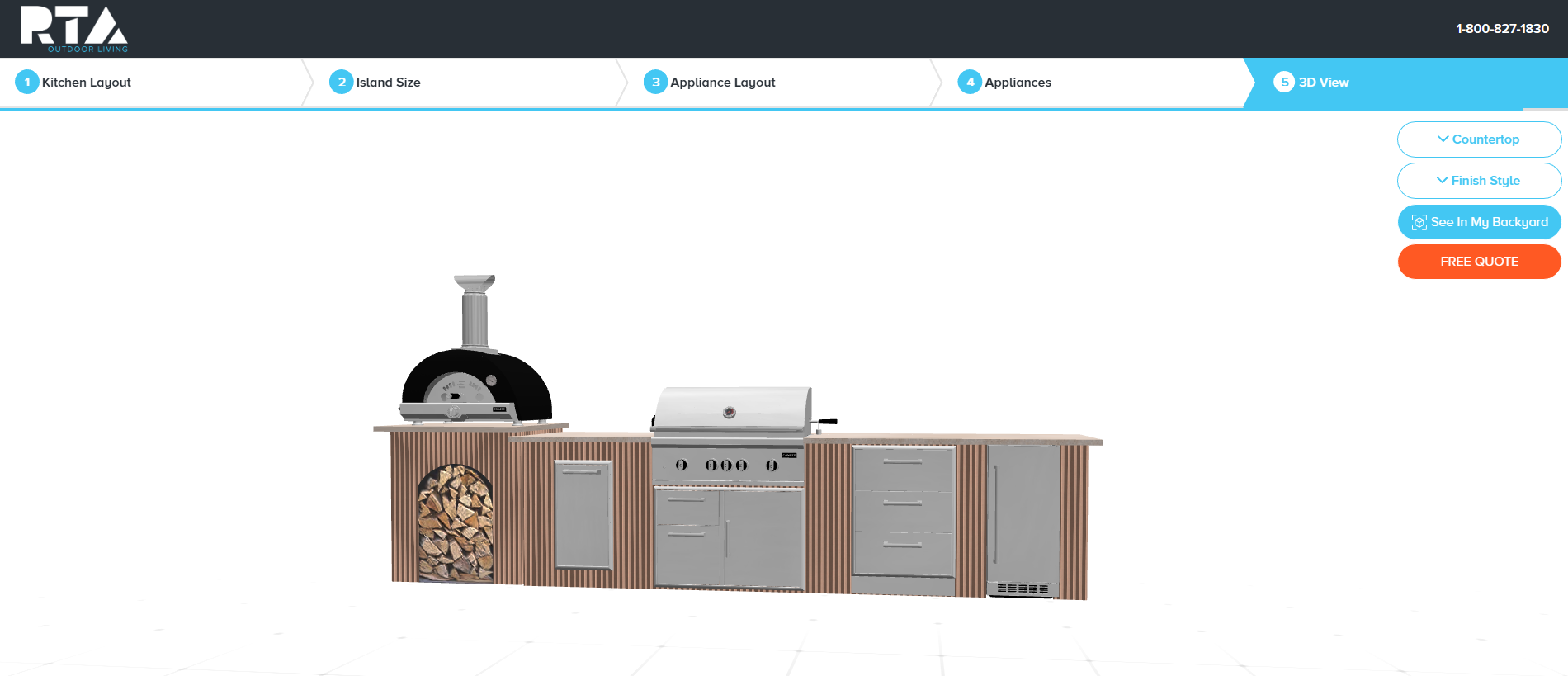 linear outdoor kitchen 3d render in rta outdoor living design tool