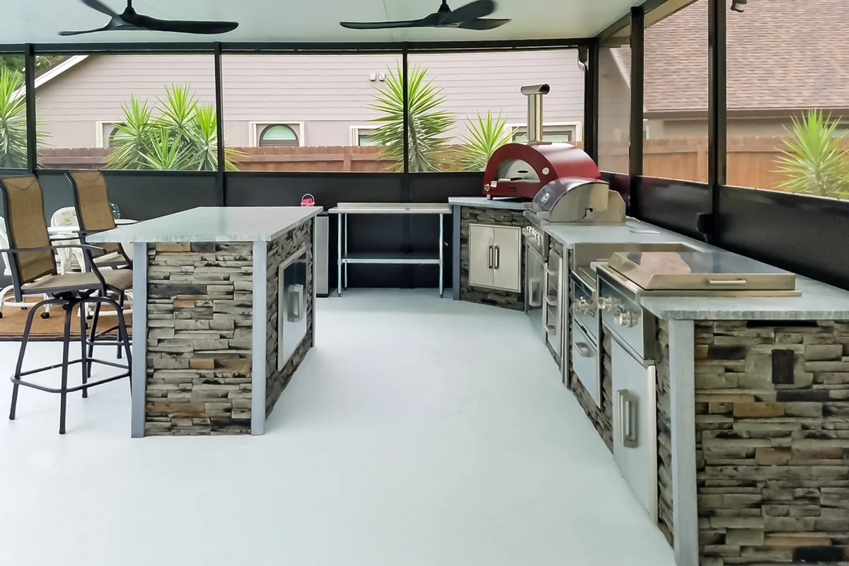 the length of outdoor kitchen island